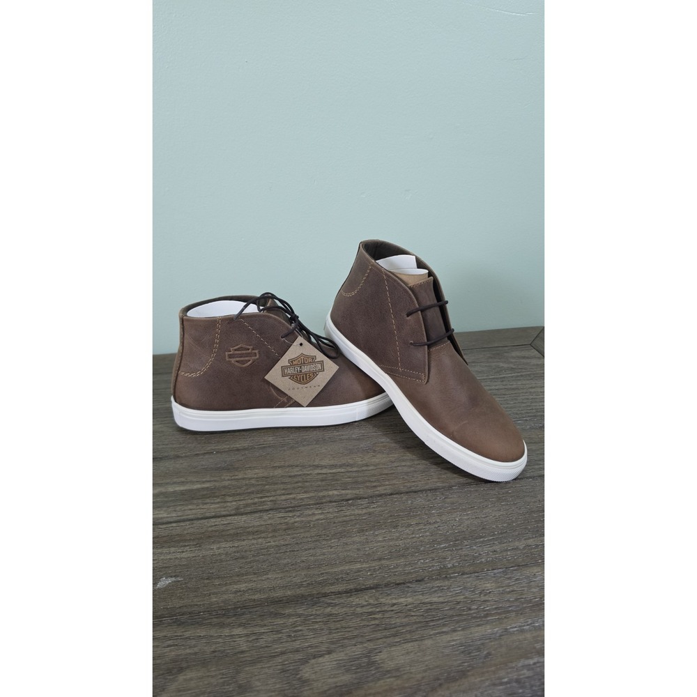 Harley Davidson Mens Kingman Brown Leather Chukka Mid High Top Sneaker 7 D93536